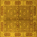 Square Machine Washable Oriental Yellow Traditional Rug, wshurb695yw