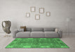 Machine Washable Oriental Emerald Green Traditional Area Rugs in a Living Room,, wshurb695emgrn
