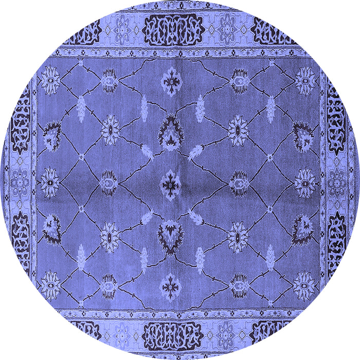 Round Oriental Blue Traditional Rug, urb695blu