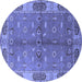 Round Oriental Blue Traditional Rug, urb695blu