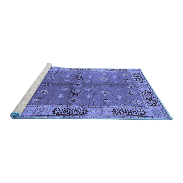 Sideview of Machine Washable Oriental Blue Traditional Rug, wshurb695blu