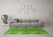 Machine Washable Oriental Green Traditional Area Rugs in a Living Room,, wshurb695grn