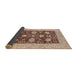 Sideview of Mid-Century Modern Dark Sienna Brown Oriental Rug, urb696