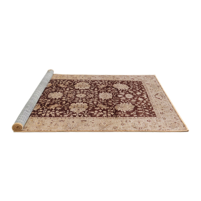 Sideview of Machine Washable Industrial Modern Dark Sienna Brown Rug, wshurb696