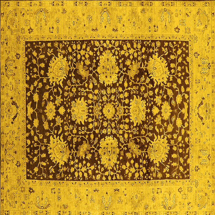 Square Oriental Yellow Traditional Rug, urb696yw