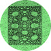 Round Oriental Emerald Green Traditional Rug, urb696emgrn