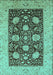 Machine Washable Oriental Turquoise Traditional Area Rugs, wshurb696turq