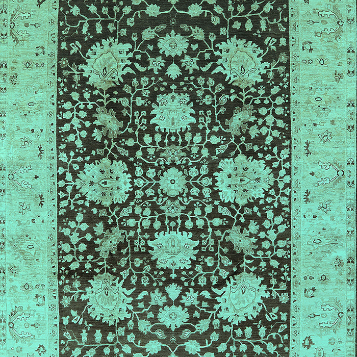 Machine Washable Oriental Turquoise Traditional Area Rugs, wshurb696turq