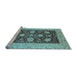 Sideview of Machine Washable Oriental Light Blue Traditional Rug, wshurb696lblu