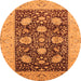 Round Oriental Orange Traditional Rug, urb696org