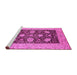 Sideview of Machine Washable Oriental Pink Traditional Rug, wshurb696pnk