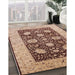 Mid-Century Modern Dark Sienna Brown Oriental Rug in Family Room, urb696