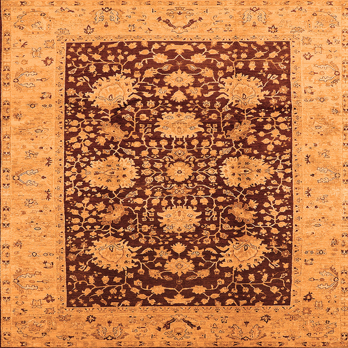 Square Machine Washable Oriental Orange Traditional Area Rugs, wshurb696org