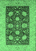 Machine Washable Oriental Emerald Green Traditional Area Rugs, wshurb696emgrn