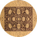 Round Oriental Brown Traditional Rug, urb696brn