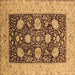 Square Machine Washable Oriental Brown Traditional Rug, wshurb696brn
