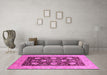 Machine Washable Oriental Pink Traditional Rug in a Living Room, wshurb696pnk