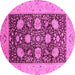 Round Oriental Pink Traditional Rug, urb696pnk