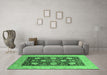 Machine Washable Oriental Emerald Green Traditional Area Rugs in a Living Room,, wshurb696emgrn
