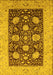 Machine Washable Oriental Yellow Traditional Rug, wshurb696yw