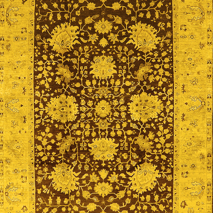 Machine Washable Oriental Yellow Traditional Rug, wshurb696yw