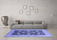 Machine Washable Oriental Blue Traditional Rug, wshurb696blu