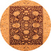 Round Machine Washable Oriental Orange Traditional Area Rugs, wshurb696org