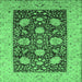 Square Machine Washable Oriental Emerald Green Traditional Area Rugs, wshurb696emgrn