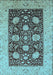 Machine Washable Oriental Light Blue Traditional Rug, wshurb696lblu