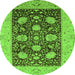 Round Oriental Green Traditional Rug, urb696grn