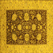 Square Machine Washable Oriental Yellow Traditional Rug, wshurb696yw