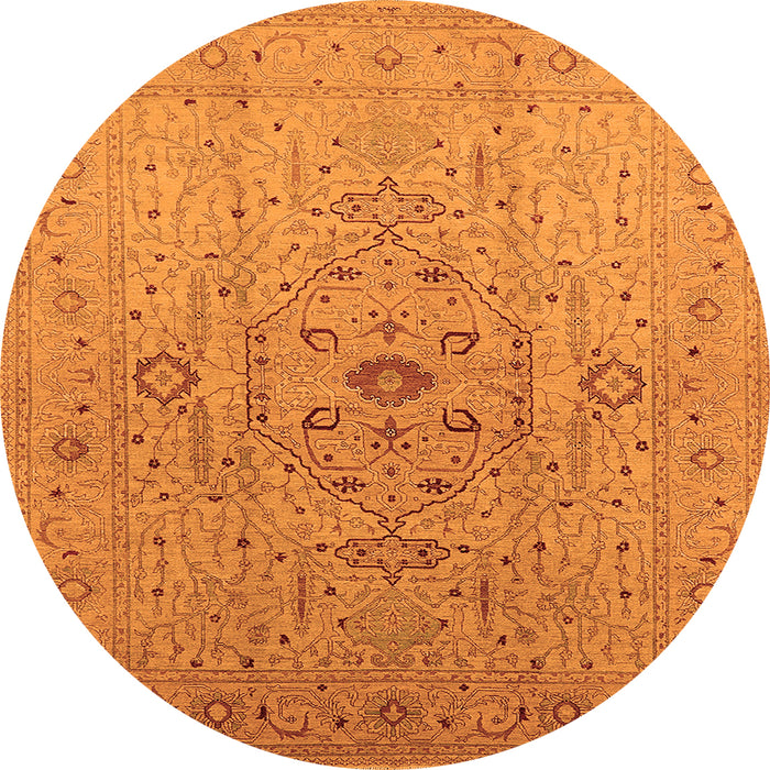 Round Oriental Orange Traditional Rug, urb697org