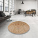 Round Machine Washable Industrial Modern Chocolate Brown Rug in a Office, wshurb697