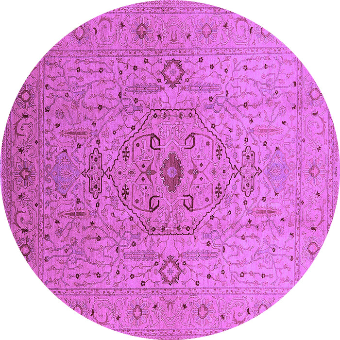 Round Oriental Purple Traditional Rug, urb697pur