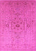 Machine Washable Oriental Pink Traditional Rug, wshurb697pnk