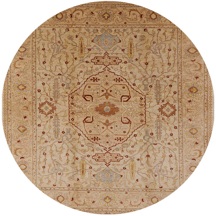 Round Mid-Century Modern Chocolate Brown Oriental Rug, urb697