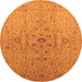 Round Machine Washable Oriental Orange Traditional Area Rugs, wshurb697org