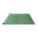 Sideview of Machine Washable Oriental Turquoise Traditional Area Rugs, wshurb697turq