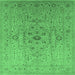 Square Machine Washable Oriental Emerald Green Traditional Area Rugs, wshurb697emgrn