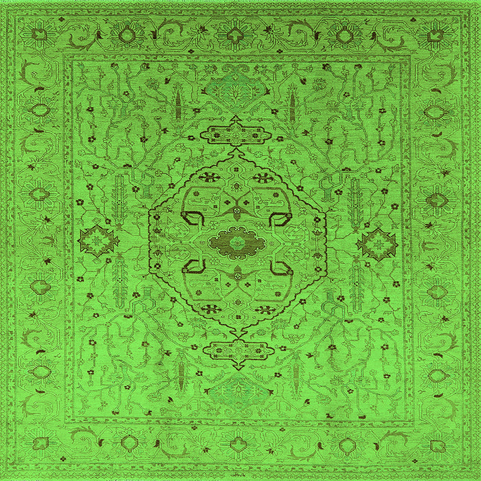 Square Oriental Green Traditional Rug, urb697grn