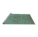 Sideview of Machine Washable Oriental Light Blue Traditional Rug, wshurb697lblu