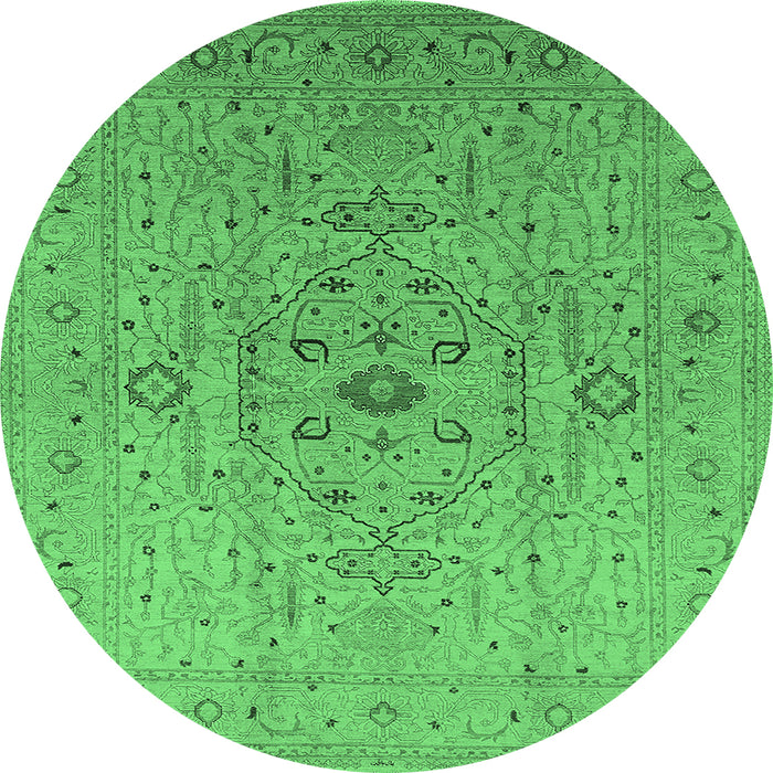Round Oriental Emerald Green Traditional Rug, urb697emgrn