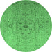 Round Oriental Emerald Green Traditional Rug, urb697emgrn