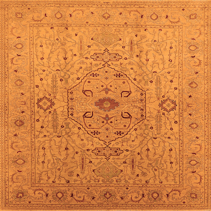 Square Oriental Orange Traditional Rug, urb697org