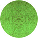 Round Oriental Green Traditional Rug, urb697grn
