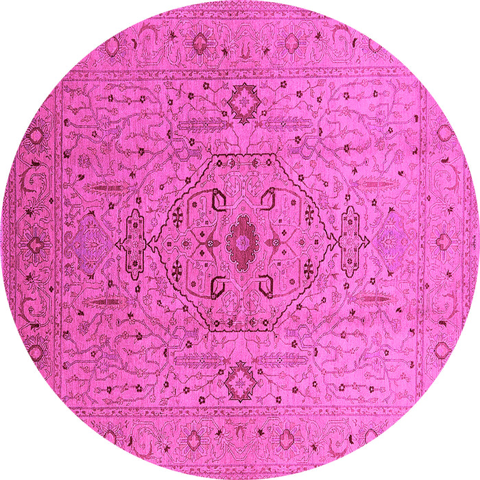 Round Oriental Pink Traditional Rug, urb697pnk