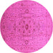 Round Oriental Pink Traditional Rug, urb697pnk