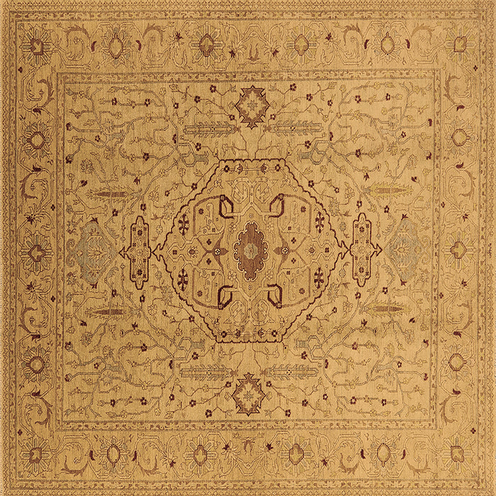 Square Oriental Brown Traditional Rug, urb697brn