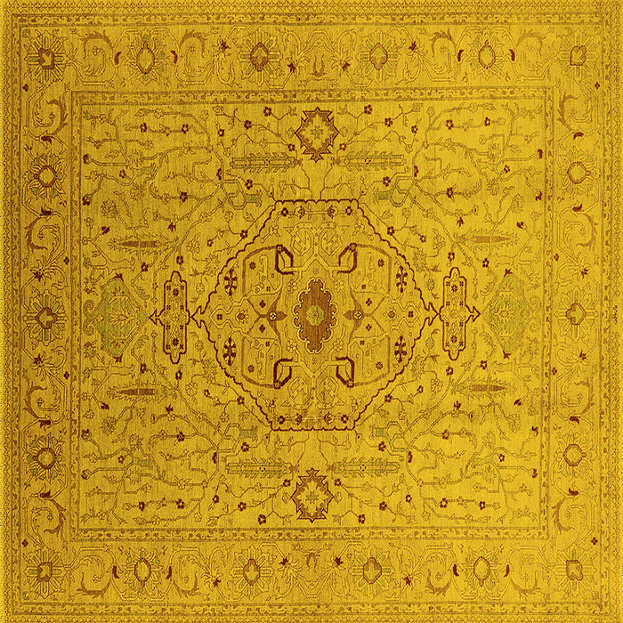 Square Oriental Yellow Traditional Rug, urb697yw