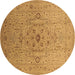 Round Oriental Brown Traditional Rug, urb697brn
